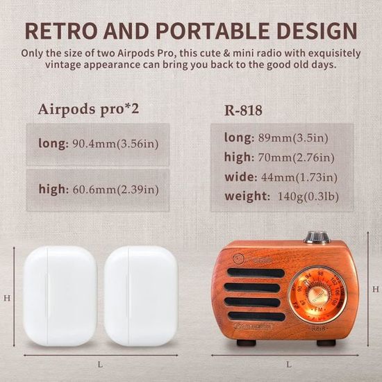 Retro Design Bluetooth Speaker with FM-Radio R818-A/C Light Brown