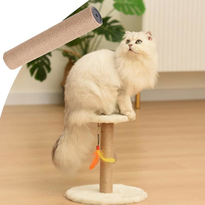 Griffoir De Remplacement Pour Chat - En Bois Et Corde, 35x7 Cm, Brun, Neuf