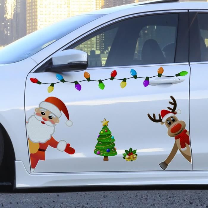Stickers autocollants magnétique de Noël-Aimants pour  réfrigérateur-décoration de noël-2 Père Noël+Ampoule