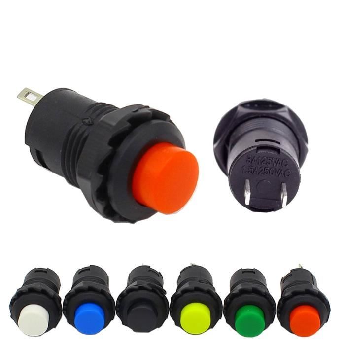 Lot de 2 boutons poussoirs ronds 12 mm - Interrupteur à bouton non ...