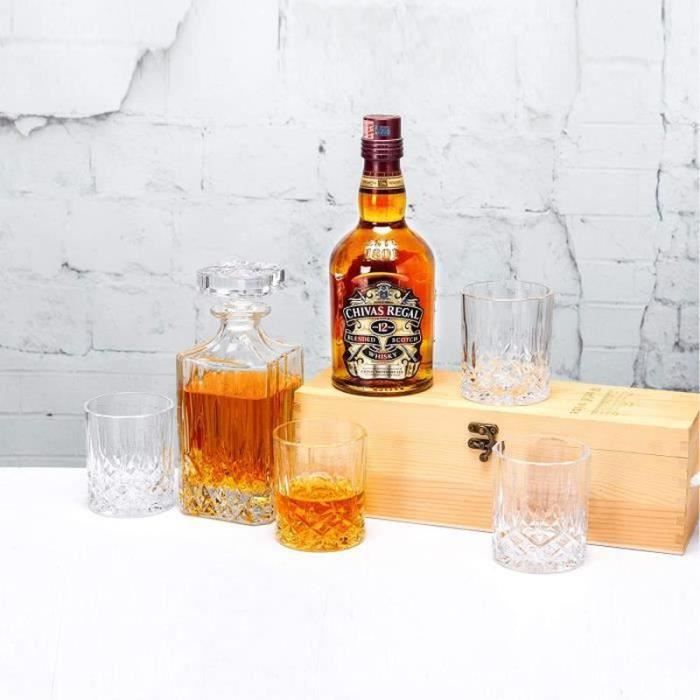 KANARS 5 Pièces Verres Et Carafe Whisky Cristal - Décanter 750 Ml + 4 Verres 260 Ml, Coffret Cadeau Élégant