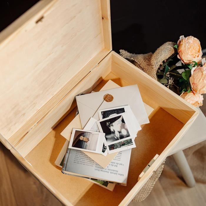 BOÎTE ARTISANALE RECTANGLE En Bois Naturel Avec Couvercle à Charnières Idéal EUR 13,03 - FR