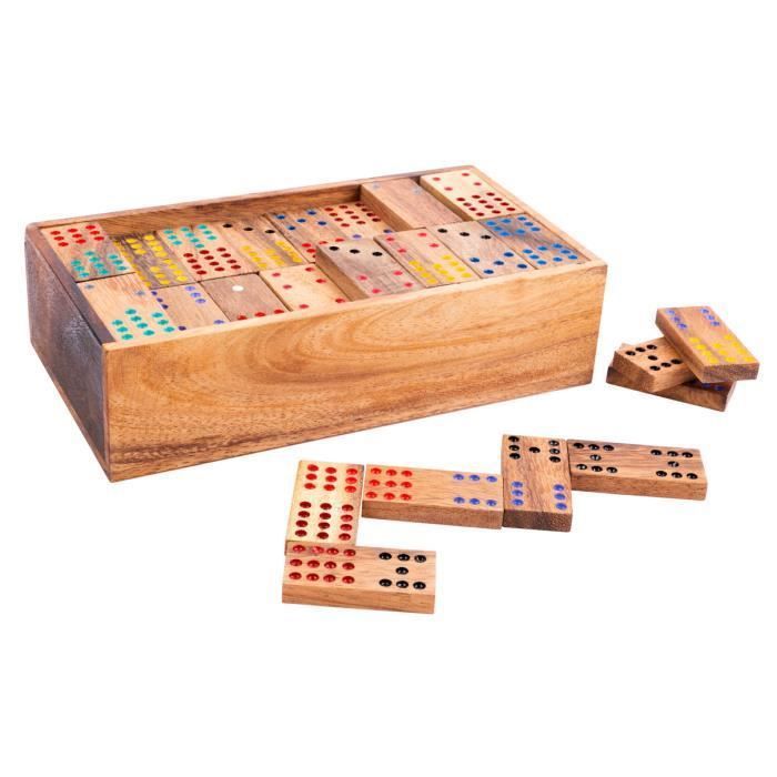 Coffret Jeux de cartes + Dominos - Boite en bois avec couvercle