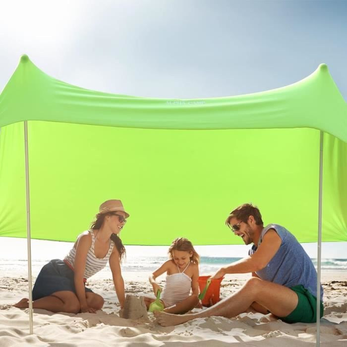 Tente De Plage Familiale 2-3 Personnes – Anti-UV 50+, Coupe-vent, Porte Arrière Zippée (185x120cm)