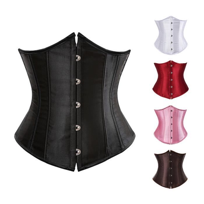Bustier Corset Femme Satin - Serre-taille Réglable - Taille XL à 6XL - Marron