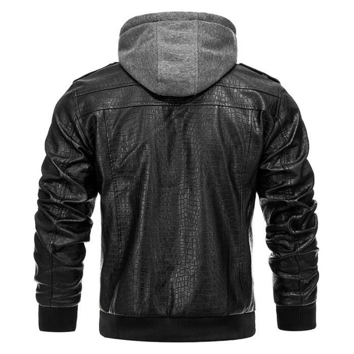 Veste En Cuir Synthétique Homme Aaron - Capuche Amovible, Coupe Regular Fit - Style Blouson Pilote Urbain