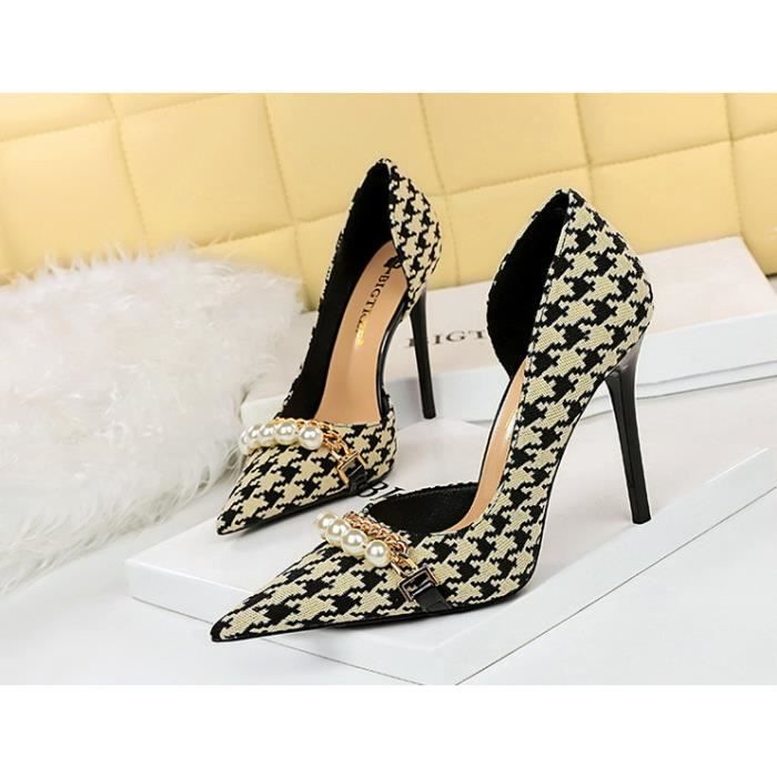 Escarpin Femme Cote bouche peu profonde Cha ne en metal creux