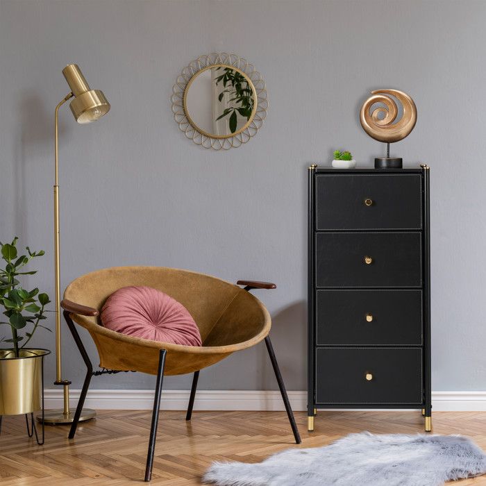 Relaxdays Meuble à Linge 2 Compartiments Extensibles - Rangement Pratique Noir Marron