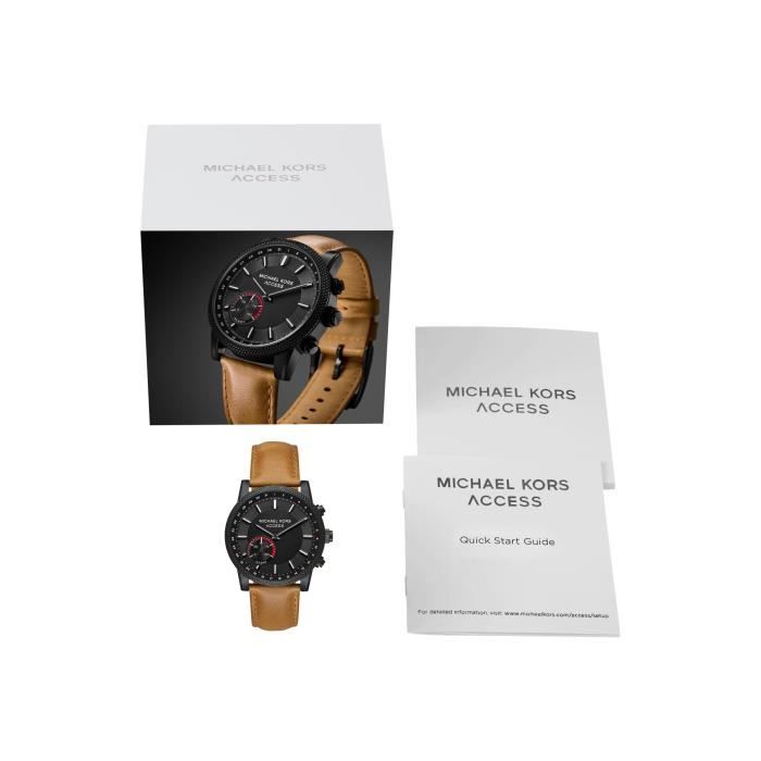 Michael Kors Access Scout 43 mm noir montre intelligente avec sangle cuir boucle moderne marron Wi Fi Bluetooth Cdiscount Telephonie