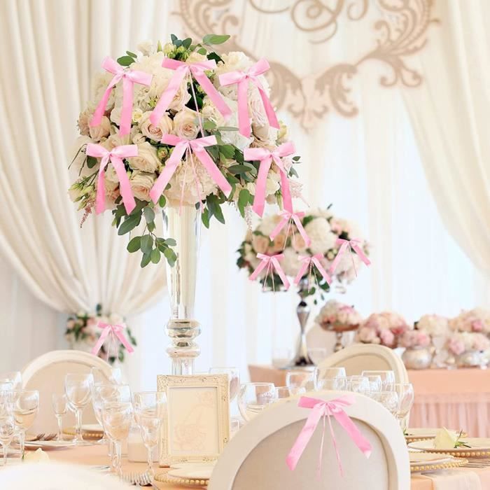 Lot De 100 Mini Roses Multicolores En Ruban De Satin Pour Décoration De Mariage, Couture, Artisanat, Décoration De Mariage, 25 Mm X 15 Mm (rose Clair