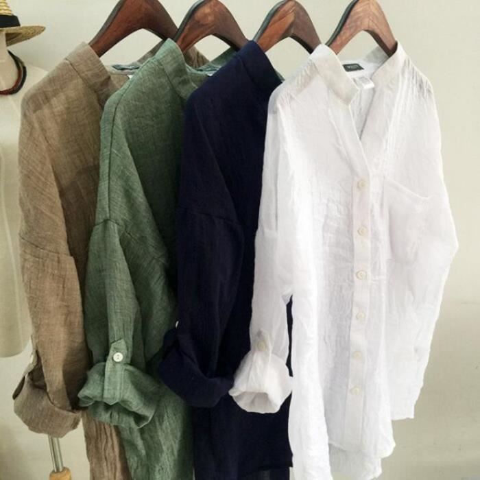 Chemise Femme Coton New Chic Loose Fashion Trend Vente Chaude Confortable Casual marron Blanche Marron Cdiscount Pret a Porter