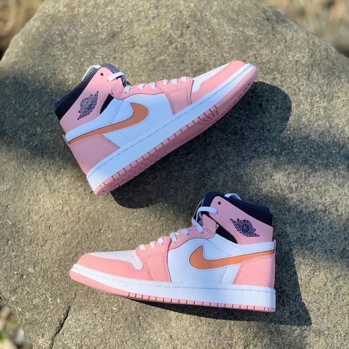 Basket Air Jordanx 1 High Chaussure pour Homme et Femme Rose Rose