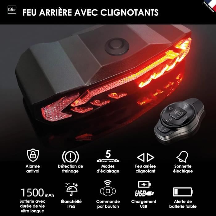 Fydun Feux de bicyclette 3 en 1 feux arrière avant de vélo phares et