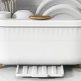 HURRISE Boîte de séchage de vaisselle Égouttoir à vaisselle multifonctionnel avec couvercle pour accessoires table cuisine Blanc L-3