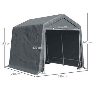 Abri De Jardin Extérieur 240x160x190 Cm - Tente De Rangement Pour Vélo, Moto, Outils - Bâche PE, Cadre Métal Galvanisé