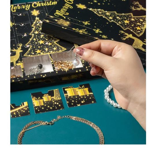 Calendrier de l'Avent Bijoux - 24pcs Bijoux Femme Collier Boucles d'oreilles Bracelet - Calendrier Du Compte À Rebours De Noël - Maison