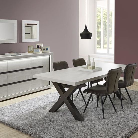 Grande Table Contemporaine Couleur Chene Gris Lucas Achat