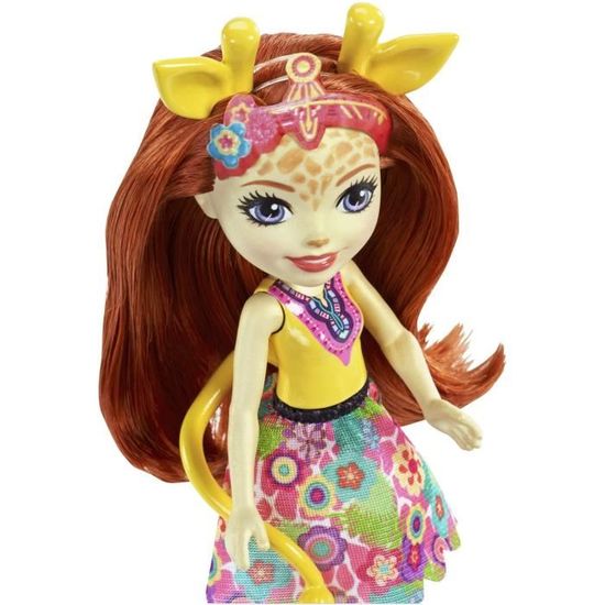 jouet enfant rousse avec jupe à motifs en tissu FKY74 Enchantimals Mini-poupée articulée Gillian Giraffe et Grande Figurine Animale Pawl 