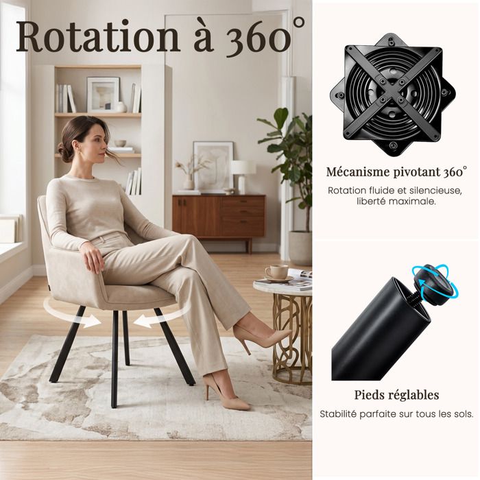 FurnitureR Lot de 4 Chaises de Salle à Manger Souples et Confortables, Chaise de salon en Coquille, Tissu Chenille Beige Métal à partir de 209,99 € (juin 2026 FurnitureR Lot de 4 Chaises de Salle à Manger Souples et Confortables, Chaise de salon en Coquille, Tissu Chenille Beige Métal à partir de 209,99 € (juin 2026