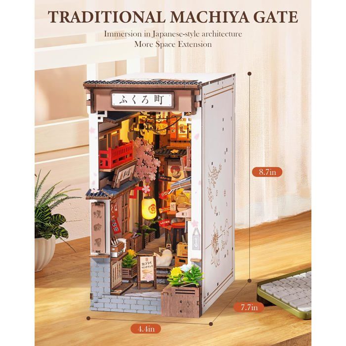 Book Nook Japon 293 pièces Sakura Street kit japonais, DIY miniature
