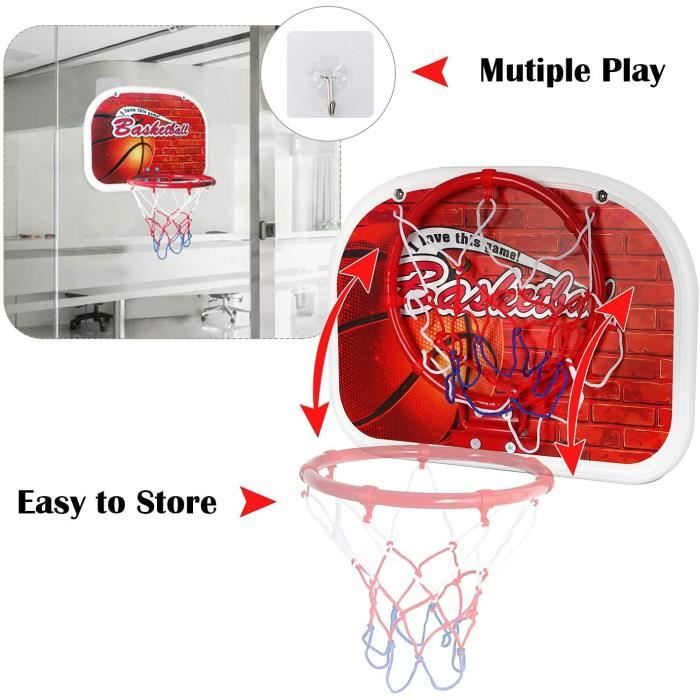 Mini basket-ball panier ensemble contient mini panier de basket-ball  ensemble avec 2 pièces ballons et pompe de gonflage pour chambre salle de  bain WC bureau bureau baske