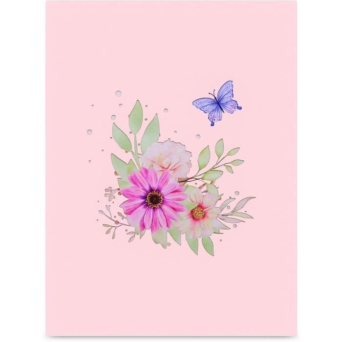 Carte de vœux pop-up Star Hyacinth avec fleurs bleues et papillon