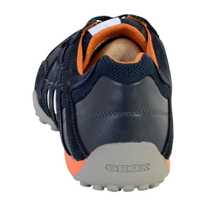 Baskets Homme Geox Snake Cuir Velours et Mesh Respirant Bleu Marine
