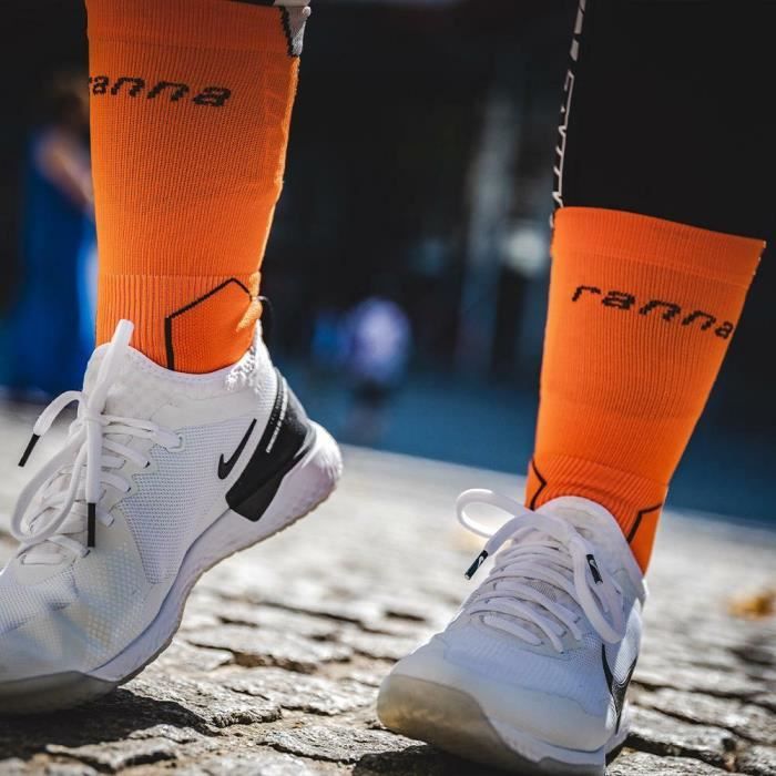 Chaussettes De Foot Rayées PEAR SOX – Marron/Blanc/Orange – Taille XS – Neuves