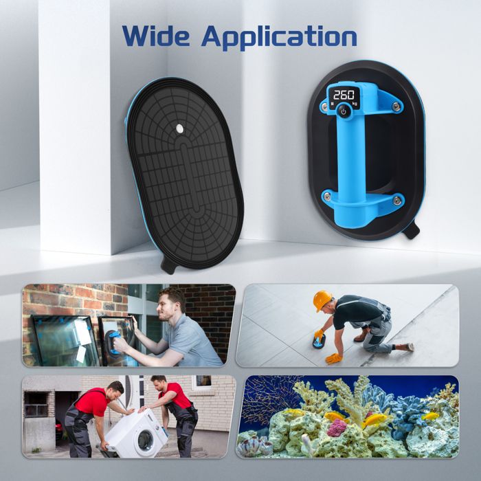Ventouse Électrique 24cm – 300kg D'Aspiration, Batterie 4000mAh (10h), Pour Carrelage, Vitre, Marbre (Sans Fil, Manomètre) - 10