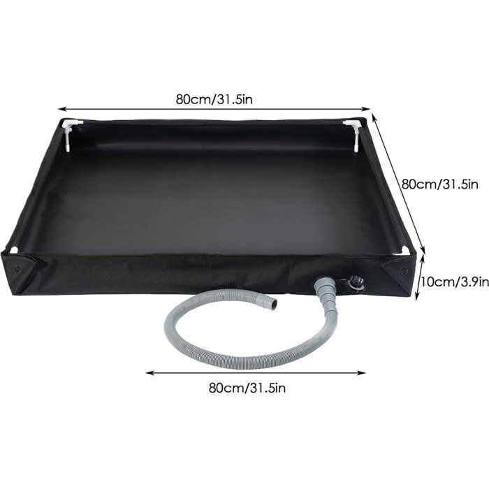 Base De Douche Pliable 80×80 Cm – Oxford/PVC, Tuyau Vidange 80 Cm, Imperméable, Camping, Animal, Extérieur – Noir