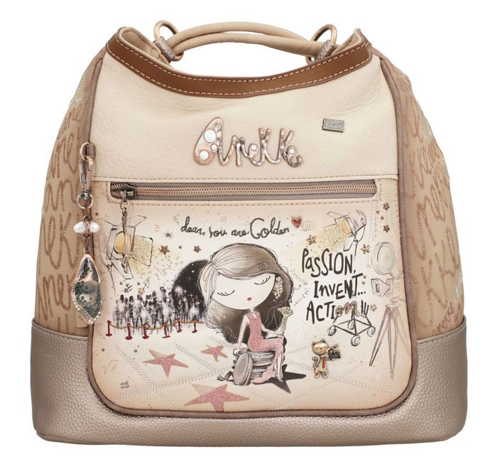 Anekke Sac à dos taupe beige pour femme Hollywood Convertible