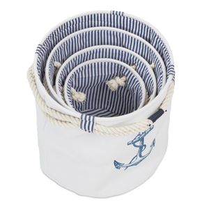 Mozvvco Lot 5 Paniers Rangement Corde Coton – Empilables Blanc & Jute Pour Cuisine, Salle De Bain, Jouets