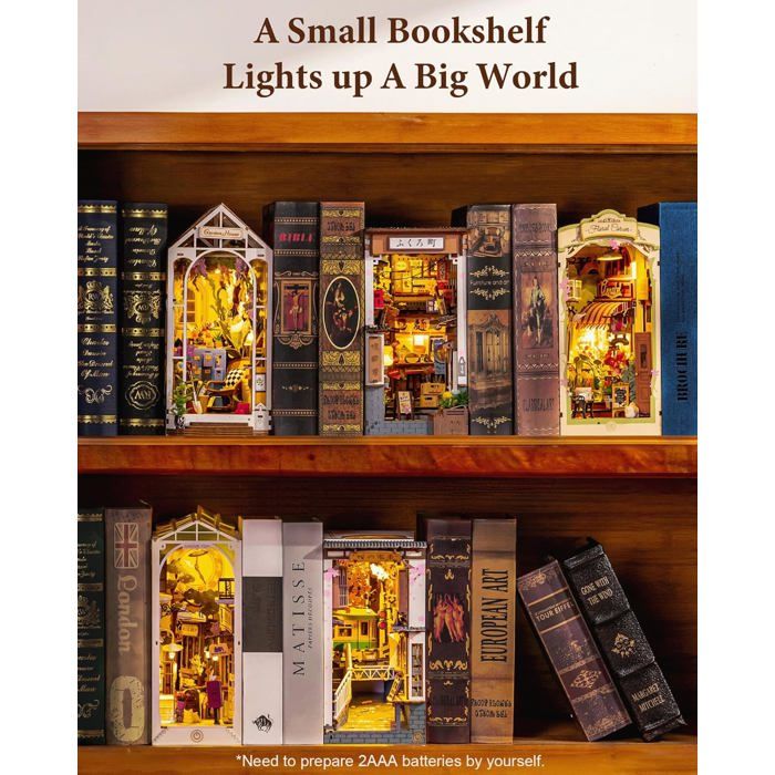Book Nook Japonais Sakura Street - Kit 293 Pièces - Maison Miniature DIY Avec LED - Puzzle 3D En Bois Pour Adultes Et Ados