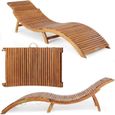 CASARIA® Chaise longue bois d'acacia certifié FSC® pliable valise ergonomique ajustable chaise longue de jardin en bois-0