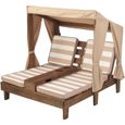 KidKraft - Double chaise longue en bois pour enfant avec auvent - Café-0