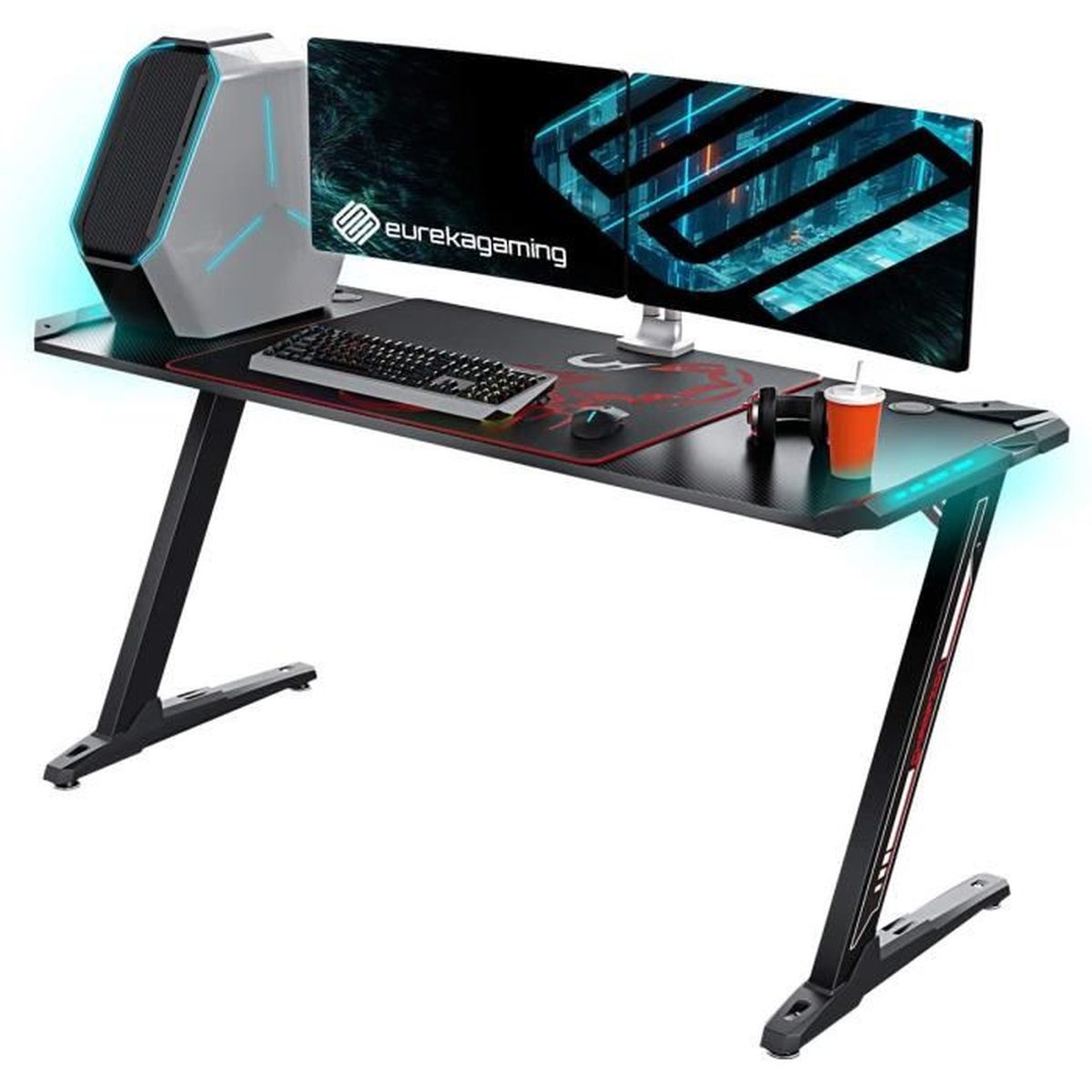 Eureka Ergonomic Bureau Gaming Z60 Bureau Gamer Bureau D Ordinateur De Jeu Avec Led Rgb 153 60 Cm Achat Vente Meuble Informatique Eureka Ergonomic Bureau Gam Soldes Sur Cdiscount Des Le 20 Janvier Cdiscount