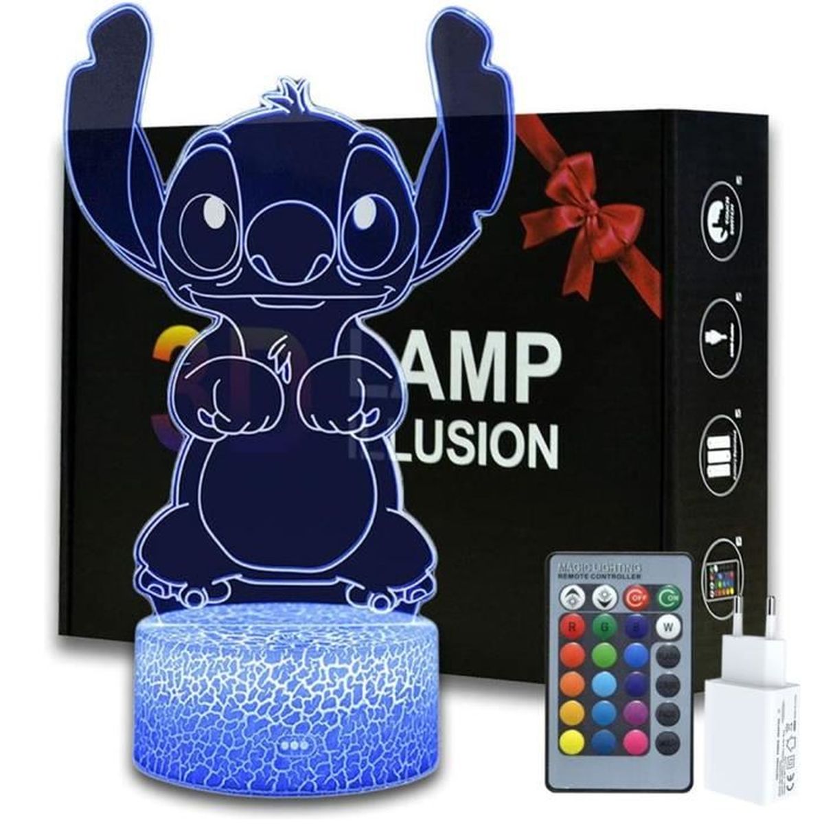 Veilleuse LED 3D Iron Captain America - 7 Couleurs Changeantes, Tactile + Télécommande, Décoration Chambre Ou Bureau