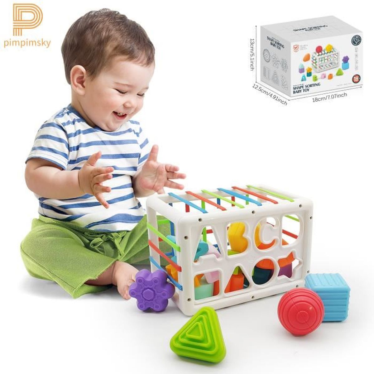 Pimpimsky Jouet Educatif Montessori Bebe Jouet De Tri Coloree D Apprentissage De La Motricite Tactile 10 Mois A 3 Ans Cube D Eveil Cdiscount Jeux Jouets