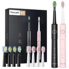 Fairywill E11 Brosse à Dents Électrique Rechargeable sonic, noir et rose,8 tête,Cadeau idéal pour la famille et les amis
