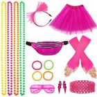 AUTREMENT Déguisement Année 80 Accessoire Femme Années 80s Disco Costume Vetement Fête Néon Tutu Fluo rouge