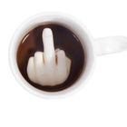 ZENTAVO TD® Tasse Blanche en Céramique/ Geste Doigt dans le fond de Tasse/ Mug créatif avec Parodie non Civilisée de Majeur Doigt d'honneur