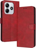 Coque pour Xiaomi Redmi Note 14 5G Etui Housse en Cuir PU Premium Fentes Cartes Etui Pochette de Portefeuille - Rouge- TECHTA