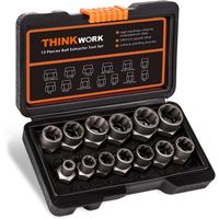 13 Pcs kit extracteur de vis THINKWORK W6008 Outil d'extraction de vis,entraînement 3/8",Pour retirer les goujons, boulons et vis