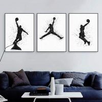 Sport thème affiche Toile tableau Art noir blanc Murale basket-ball Toile peinture pour garçon chambre Decoration 40X60 cmx 3