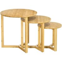Tables basses gigognes rondes en bambou verni - HOMCOM - Lot de 3 - Style cosy naturel - 48x48x48cm