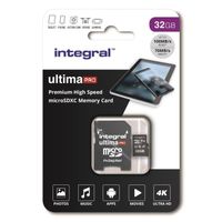INTEGRAL MEMORY Premium High Speed V30 UHS-I U3 Micro SDHC 32GB 100MB/s en lecture et 70MB/s en écriture 4K