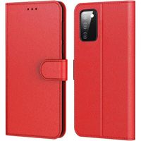 Coque Pour Samsung A03S (6.5") Rouge Effet Cuir Anti-Choc Protection 360 degré Portefeuille Porte-Carte Souple