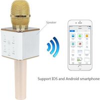 Seesii TUXUN Q7 Microphone Portable KTV Karaoke Stereo Bluetooth pour téléphones intelligents iphone-ipad avec micro haut-parleur Or