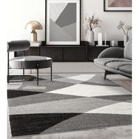 Tapis de salon ou de chambre en moderne design | Motifs géométriques - Gris 80x140 | Intérieur - The Carpet PEARL