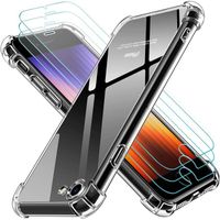 Coque iPhone SE 2022 + 3 Verres Trempés Protection écran 9H Anti-Rayures Housse Silicone Antichoc Transparent